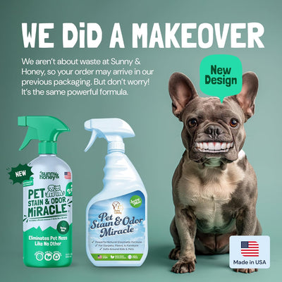 Pet Stain & Odor Miracle - Enzyme Cleaner for Dog Urine & Cat Pee - Pet Odor & Stain Remover Spray for Carpet, Mattress, Furniture - Carpet Cleaner (32 Fl Oz, Spring Mint Scent)