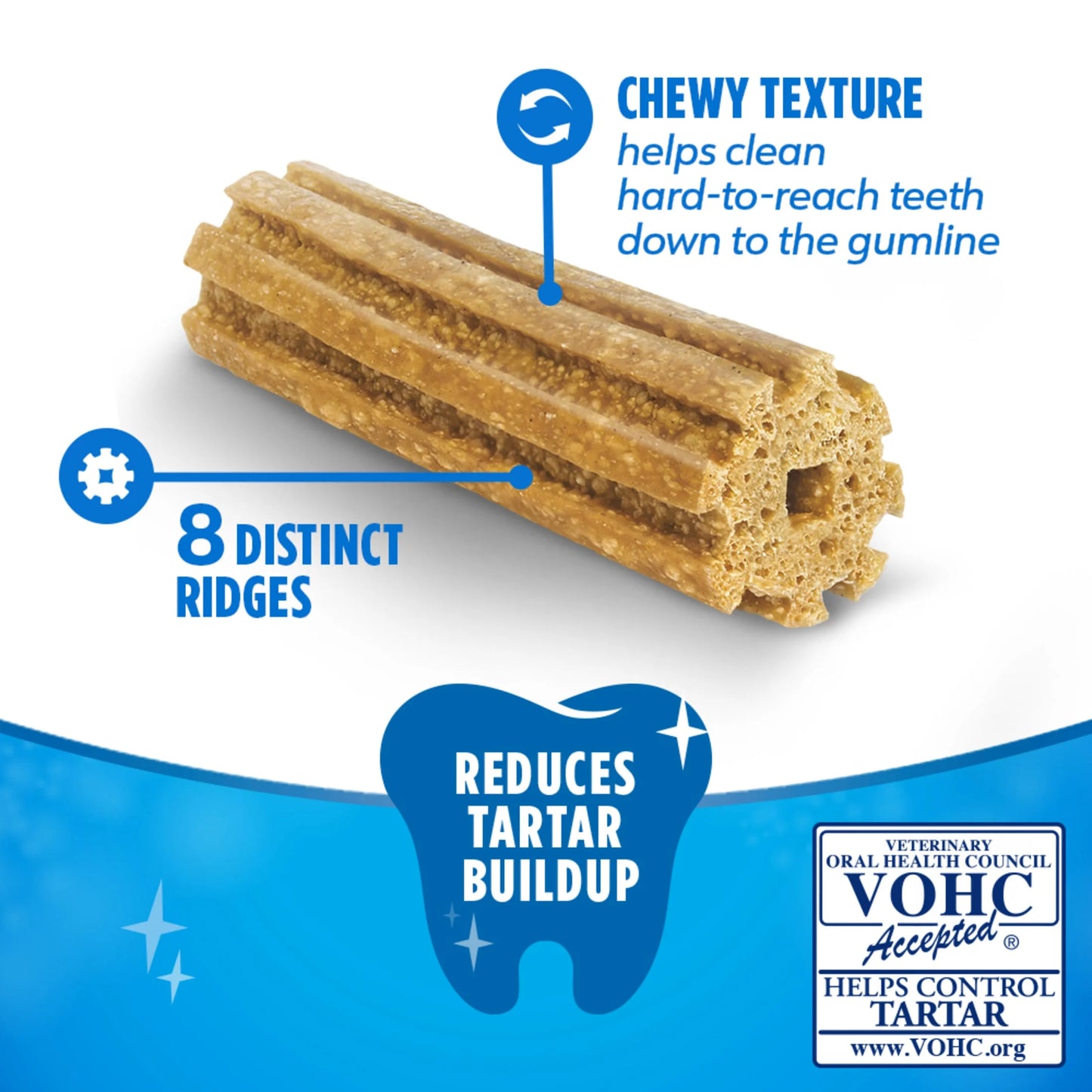 Purina Daily Oral Care Mini & Toy Dog Treats with Chicken Chews, 6.8 Oz Pouches, 24 Count (4 Pack)