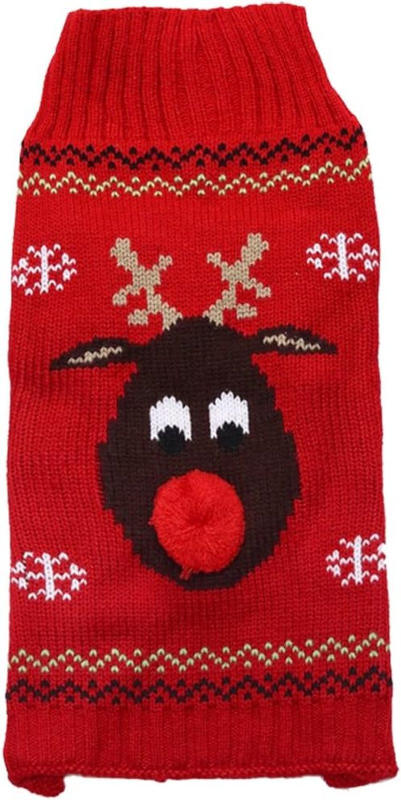 Dog Sweater Pet Clothes for Dogs Christmas Reindeer, Red, XXS