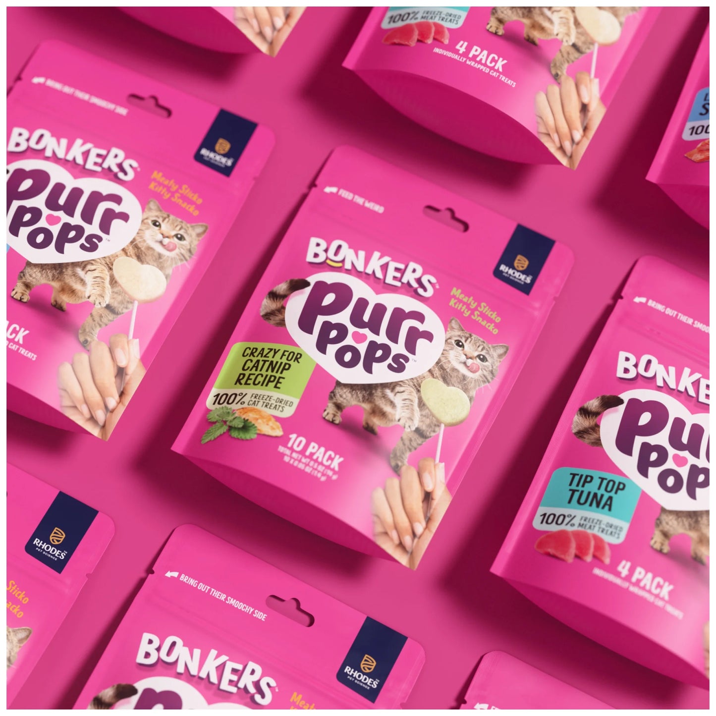 Purrpops, Freeze Dried Dried Catnip Flavored Lollipop Cat Treats, 4 Pieces
