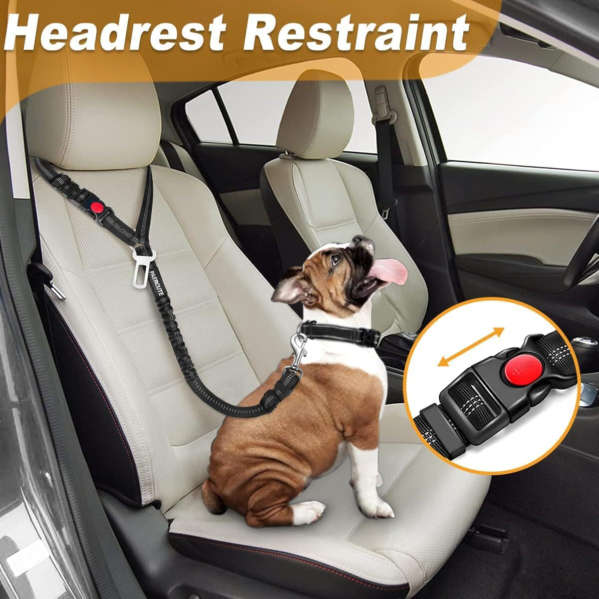 3 Piece Set Dog Seat Belt Retractable Dog Car Seatbelts Adjustable Pet Seat Belt