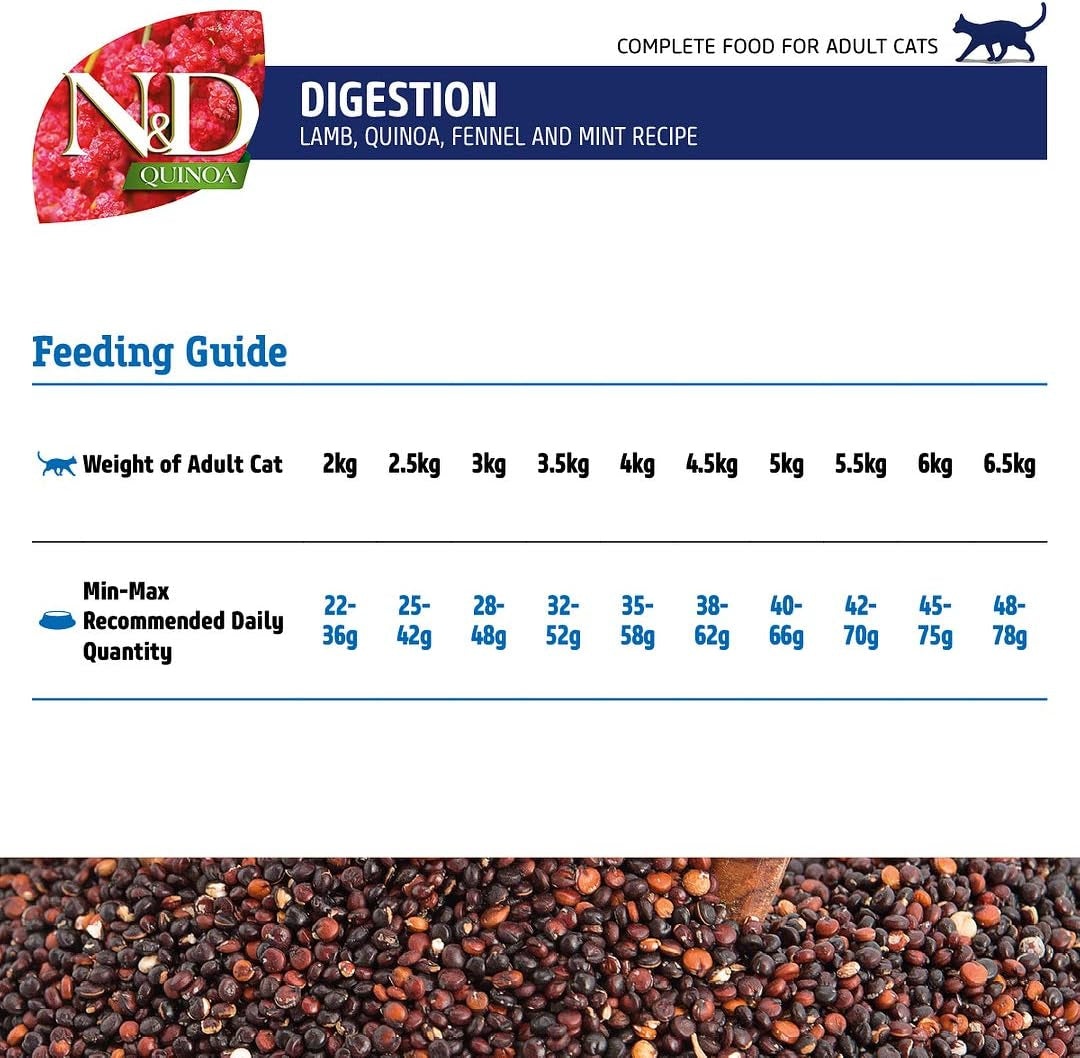 Farmina N&D, Quinoa Digestion Lamb Quinoa Fennel and Mint Recipe Dry Cat Food, 3