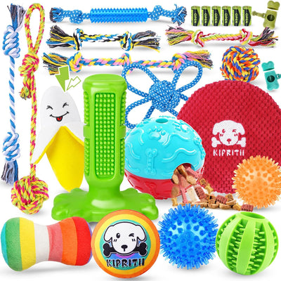 25 Pack Various Puppy Dog Toys for Teething, Entertainment & Interaction, Puppy Chew Toys Pack with Rope Toy, Treat Balls and Dog Squeaky Toys for Puppies & Small Dogs