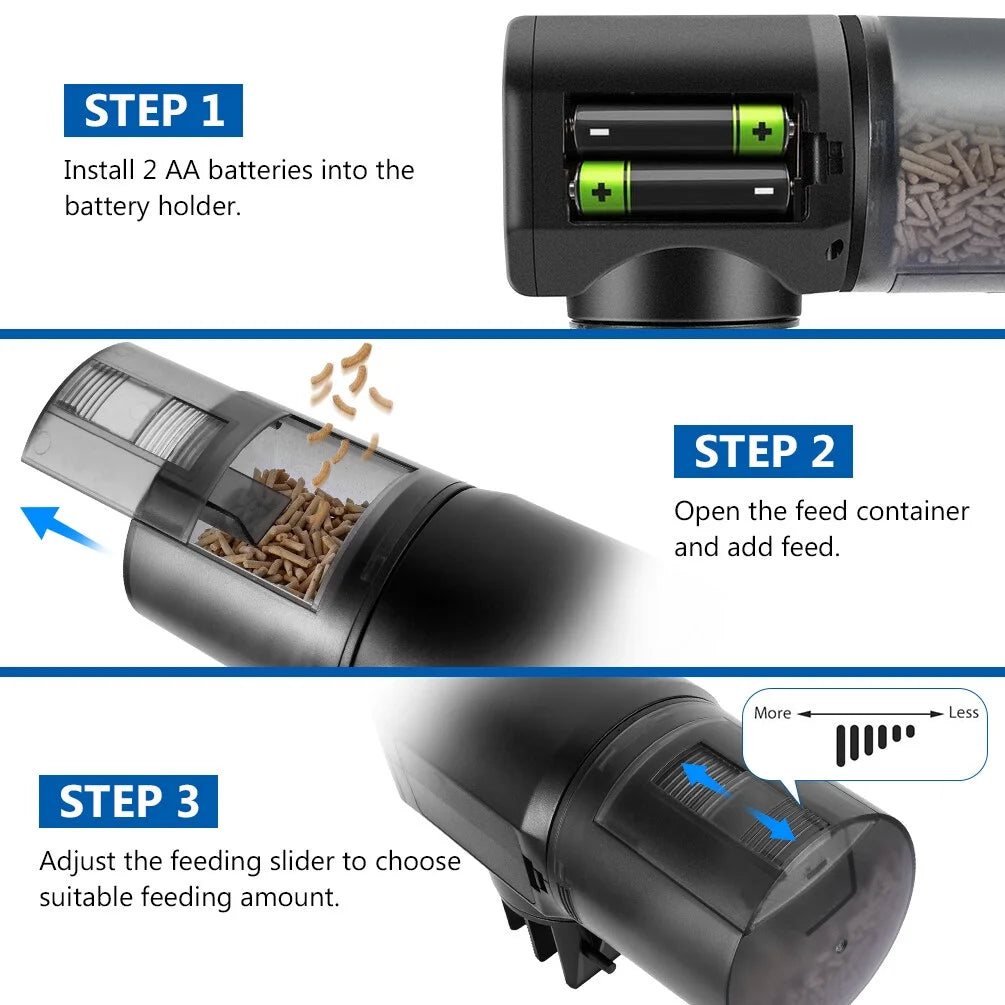 Fish Feeder 200Ml Capacity Rechargeable Timer Automatic Feeder for Aquarium, Fish Tank