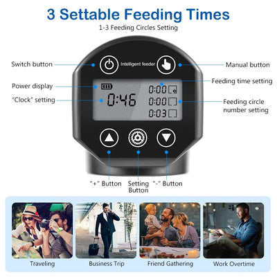 Fish Feeder 200Ml Capacity Rechargeable Timer Automatic Feeder for Aquarium, Fish Tank