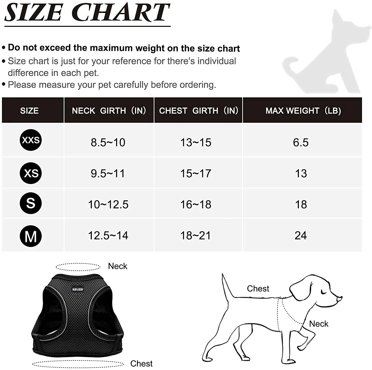 Dog Harness for Small & Medium Dogs Reflective Step in Puppy Harness Black
